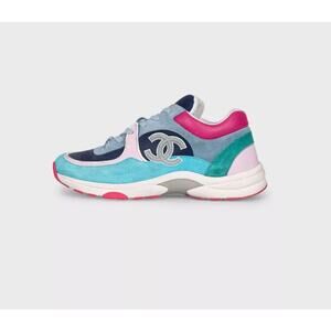 Chanel Multicolor Suede Textile Lace-UpCC Logo Sneakers Sz.39.5